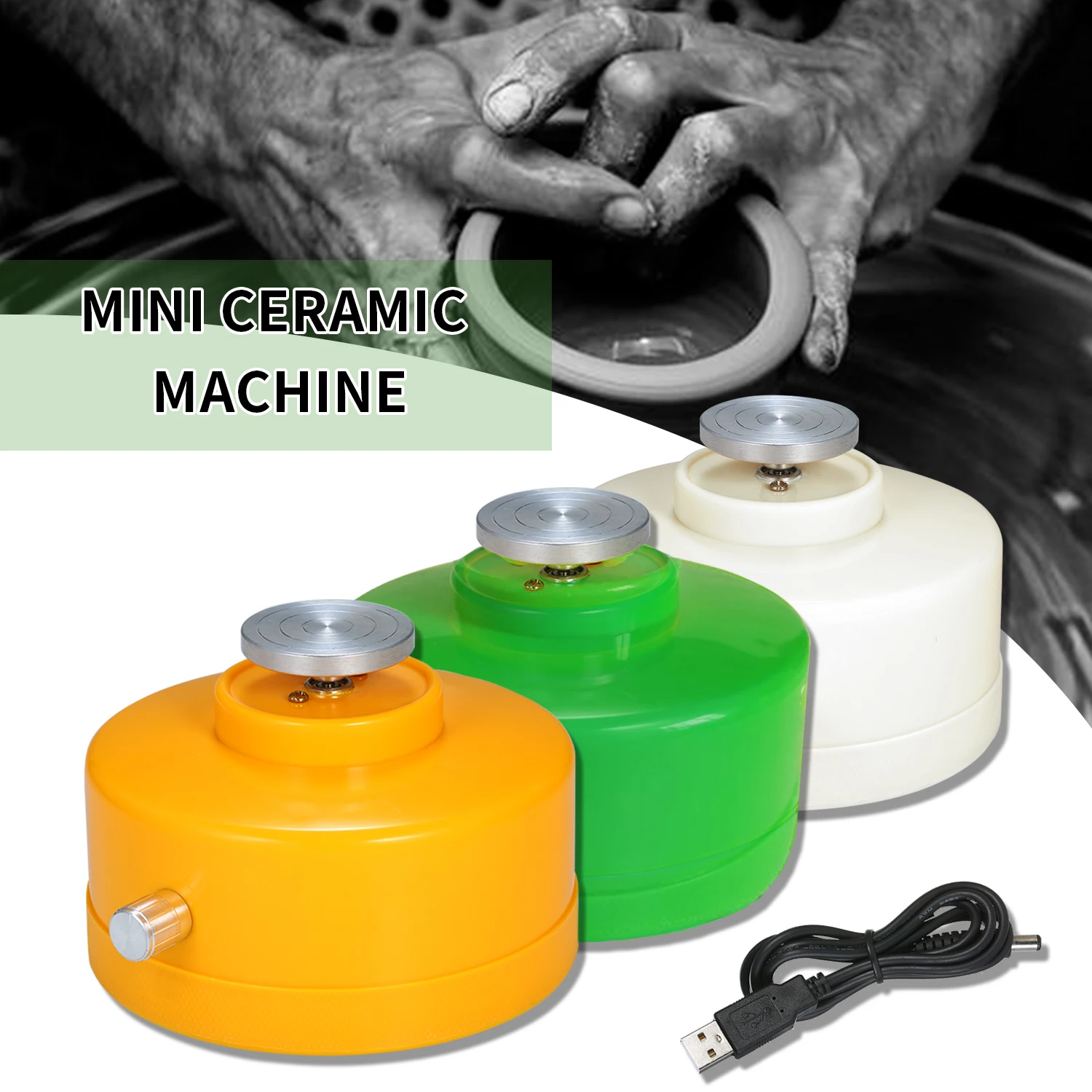 

USB Electric Pottery Wheel Machine Mini Pottery Wheels Rotary Table Diameter 4.3cm Speed 0-2300 RPM Turntable for Making Ceramic