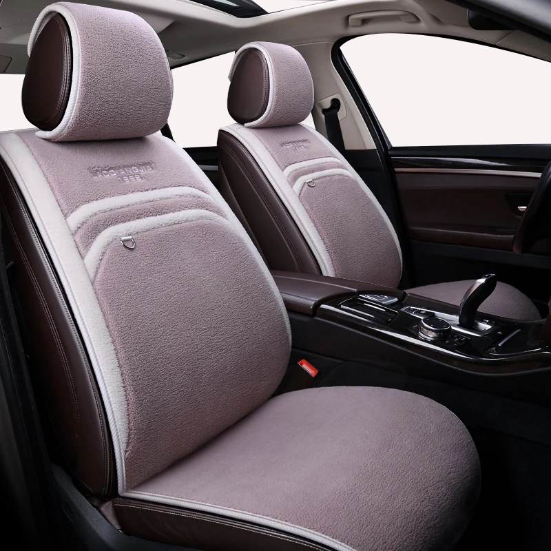 

Deluxe Plush Car Seat Covers Winter wool seat cushion for Toyota corolla chr auris wish aygo prius avensis camry 40 accessories