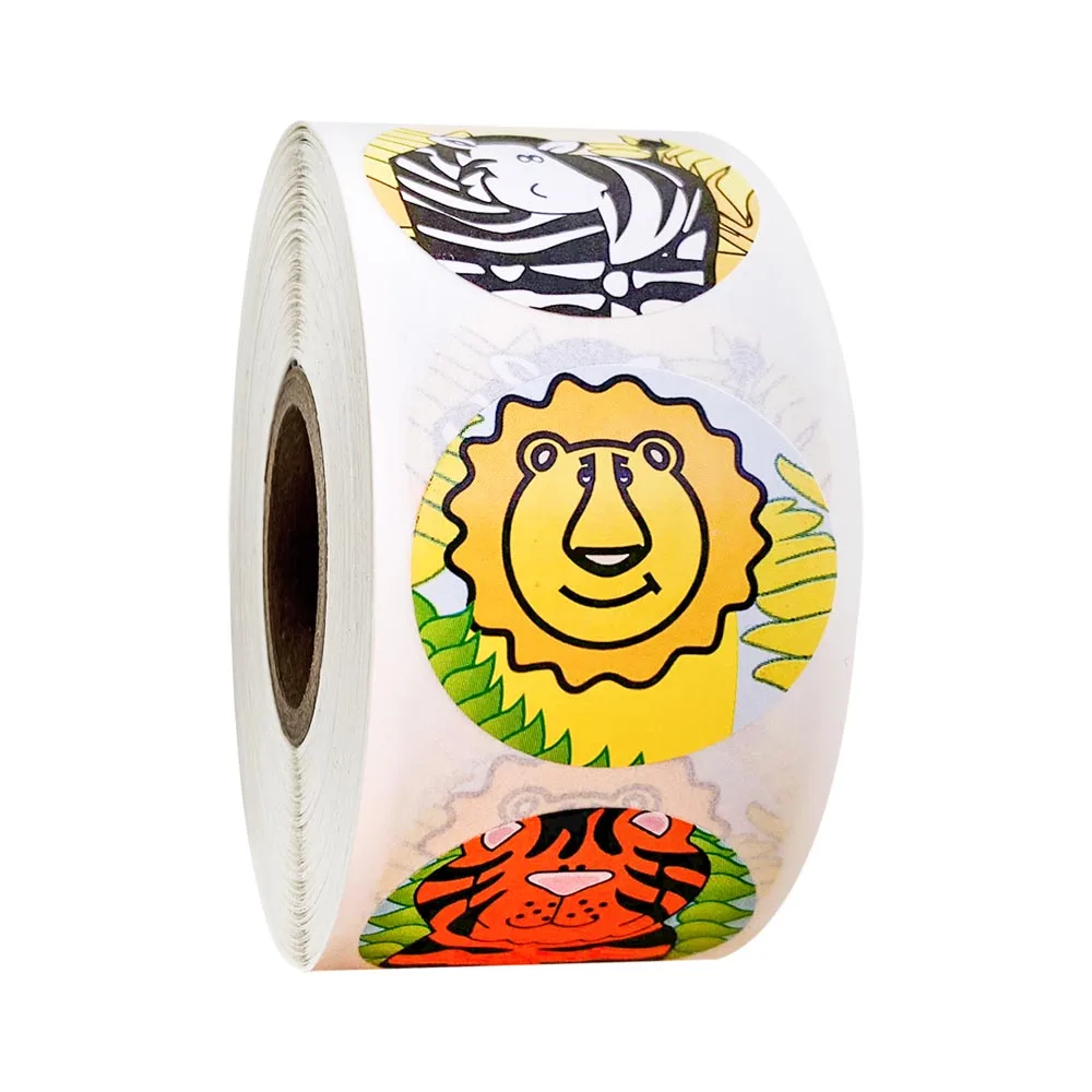 

500 Pcs/roll Round Cute Animals Stickers Reward Stickers for School Teacher Kids Sticker Scrapbooking Stationery Stickers