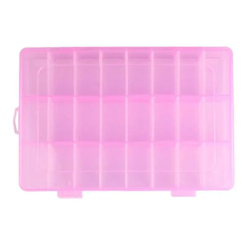 24 сетки Регулируемая прозрачная коробка для хранения ювелирных изделий Кольцо Серьги лекарство таблетки портативный пластиковый Чехол Контейнер для хранения мелких вещей - Цвет: Розовый