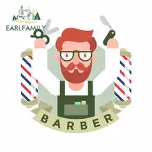 EARLFAMILY 13cm x 10.7cm Barber Cartoon Oem Funny Car Stickers Vinyl JDM Waterproof Anime RV VAN 3D DIY Fine Decal Accessories
