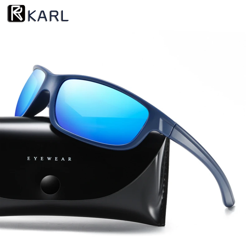 KARL модные спортивные солнцезащитные очки мужские поляризованные линзы UV400 защита TR90 Прямоугольная оправа солнцезащитные очки для вождения