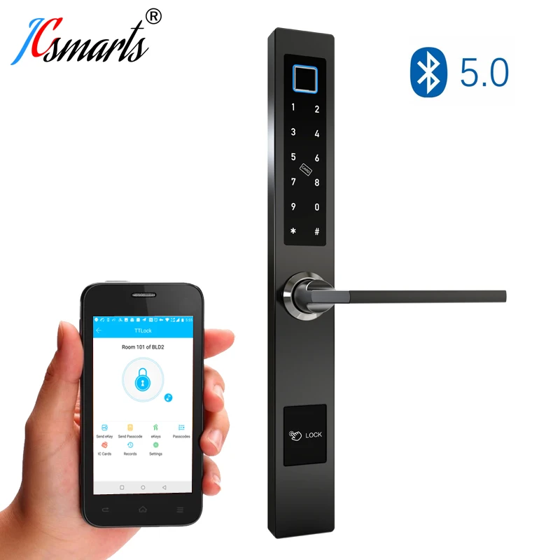 Waterproof European Style TTlock Bluetooth fingerprint access electronic Smart door lock For Aluminum Glass Door Waterproof European Style TTlock Bluetooth fingerprint access electronic Smart door lock For Aluminum Glass Door
