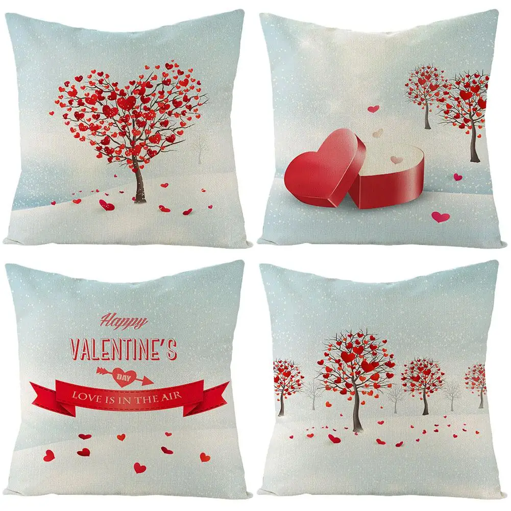 Комплект из 4 предметов «любящее сердце» дерево квадратная Подушка Чехол для подушки на диван-кровать для дома, украшенное чудесным домашняя наволочка Текстиль