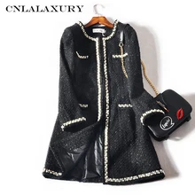 Зимняя куртка женская мода дизайн роскошные взлетно-посадочной твидовое пальто куртка с длинными рукавами, пуговицами женские осень-зима Шерстяные Пиджаки Плюс Размер