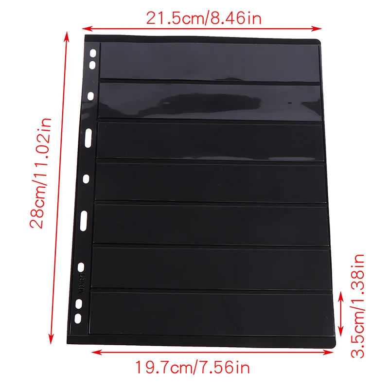 10Pcs 7 Grid Postage Stamp Album Pages Coin Collection Stamps Holder loose-leaf Loose-leaf Stamp Book Banknotes stamp album
