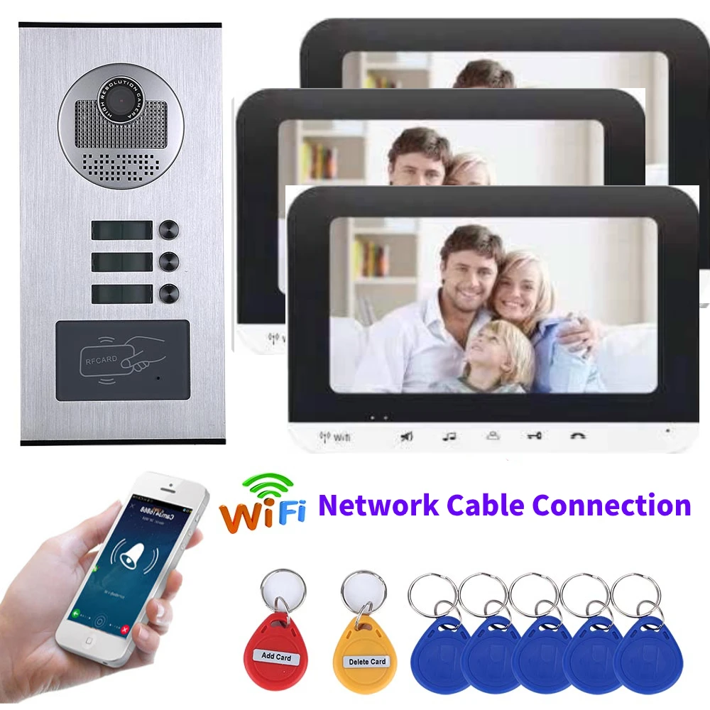 

Видеодомофон Tuya с Wi-Fi, система внутренней связи для семейной квартиры, проводной сетевой кабель, комплекты видеодомофонов