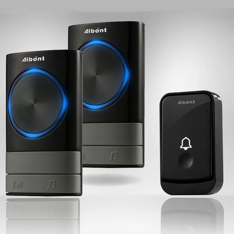 

Rantion Self-powered Wireless Doorbell No Battery Waterproof LED Flash US Plug Home Cordless Doorbell 2 Receiver