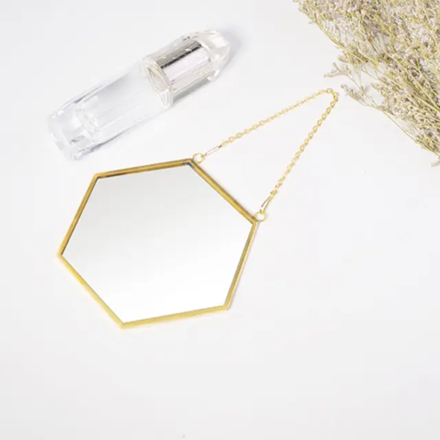 Nordic Minimalist Home Decoration Geometric Shape Gold Brass Hexagonal Mirror Bathroom Mirror Entrance Mirror Makeup Mirror Miroirs 🎁 Idées Cadeaux Cocooning.net