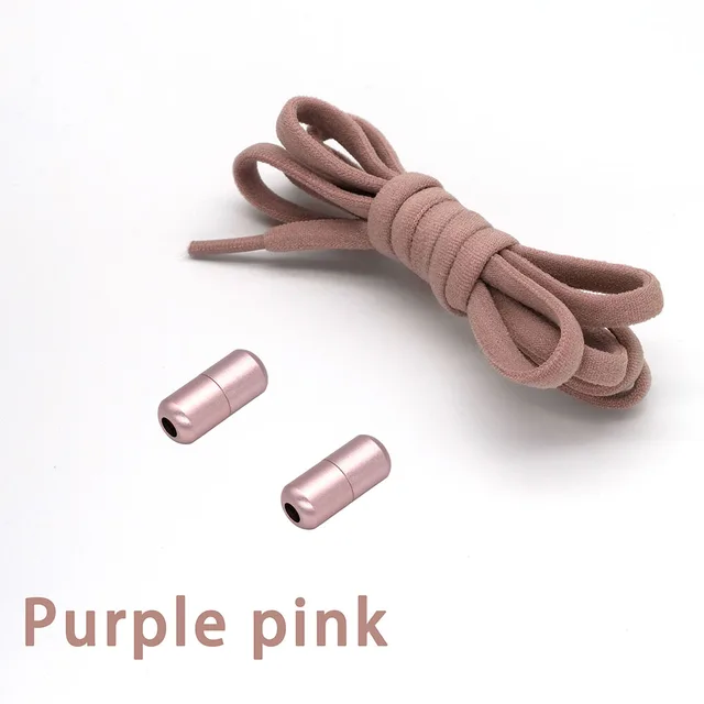 New Elastic Shoe Laces Round No Tie Shoelaces for Kids and Adult Shoelace for Sneakers Quick Lazy Laces Colorful Capsule Buckle Purple pink