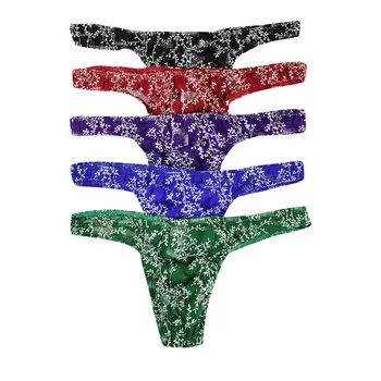 

трусы мужские Sexy Men's Transparent Lace Print Breathable Jockstrap Gay Underwear new fashion Comfortable Underpants YL5