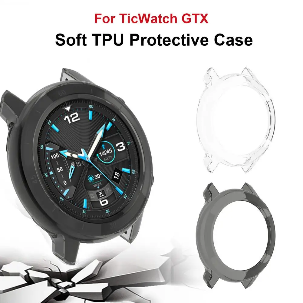 

2PCS Smart Watch Frame Protective Case For TicWatch GTX Replacement Anti-scratch Shockproof TPU Shell Smartwatch Accessories