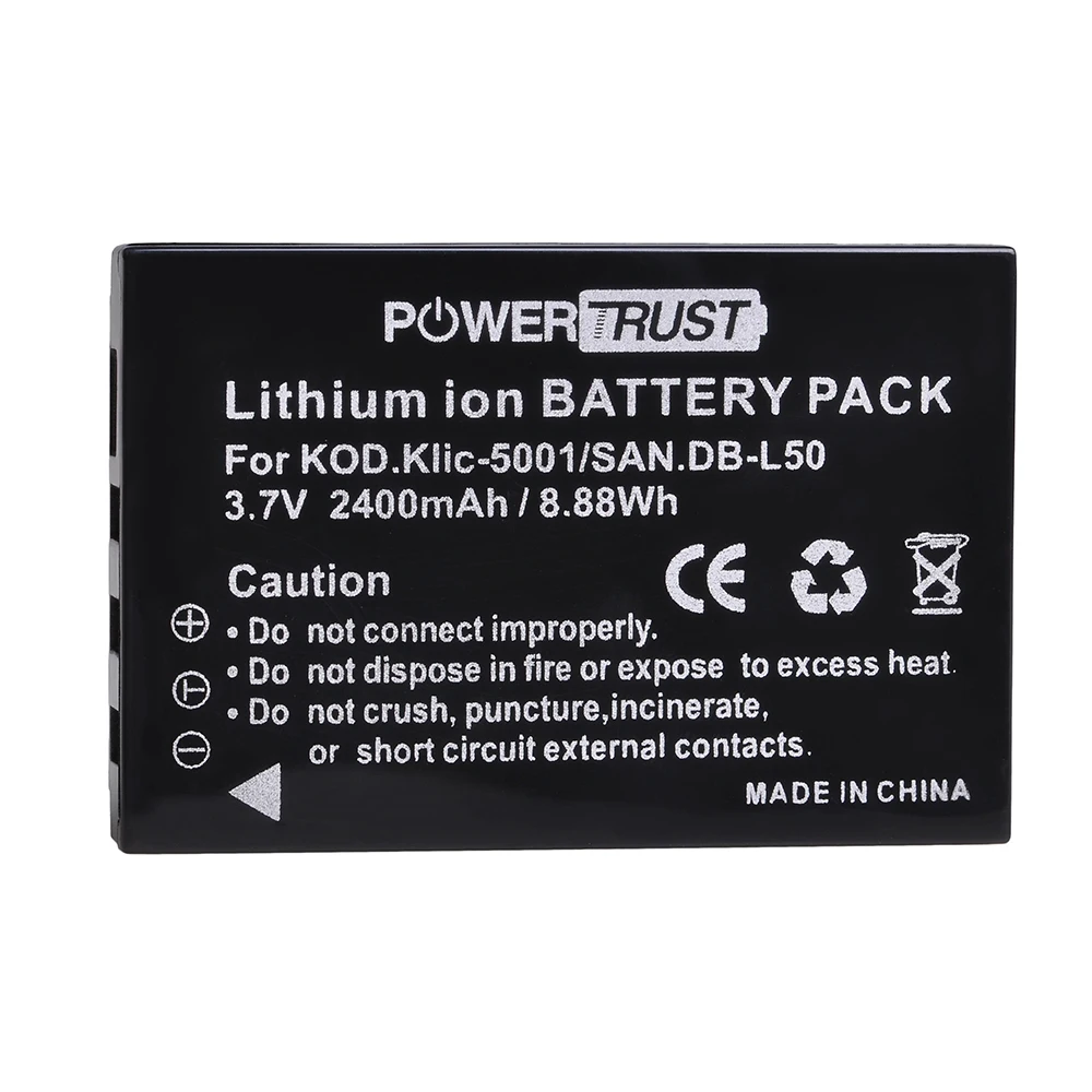 DB-L50 Klic-5001 Перезаряжаемые Батарея+ светодиодный USB Зарядное устройство для Kodak DX6490 DX7440 DX7530 DX7540 DX7580 DX7590 DX7591 DX7630 - Цвет: 1 battery