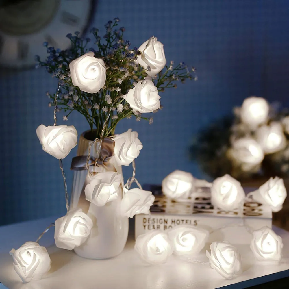 

Rose Flower String Light 6M 40LED 220V plug Romantic String Lights Bright Warm Flower Rose Lamp Fairy Light for Valentine's Day