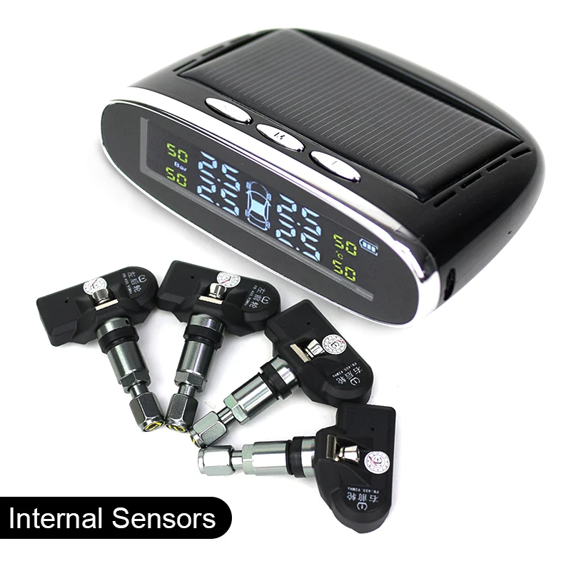 Беспроводной TPMS внутренний или внешний датчик TPMS солнечная система контроля давления в шинах автомобильная шина дисплей температуры Авто сигнализация - Тип: Internal Sensor
