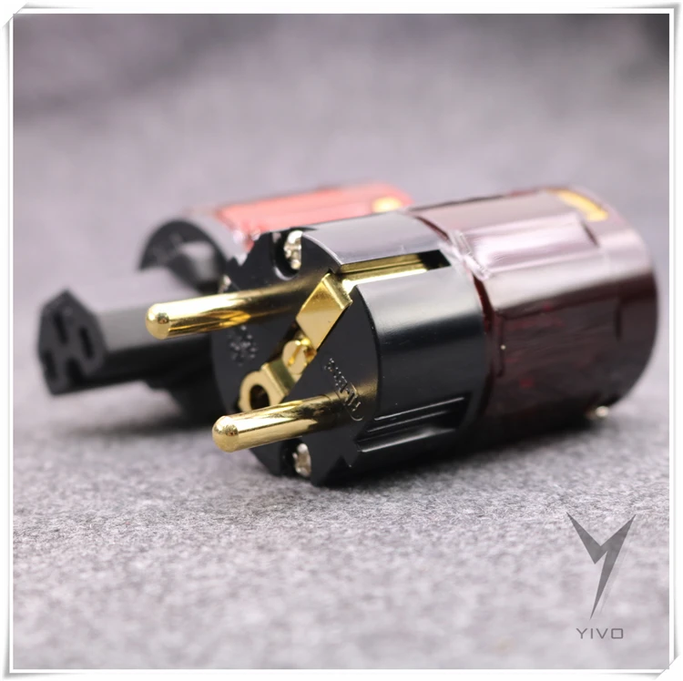 2 шт./лот XSSH P-079E C-079 медная позолоченная вилка электропитания США 24k позолоченная Версия ЕС разъем питания