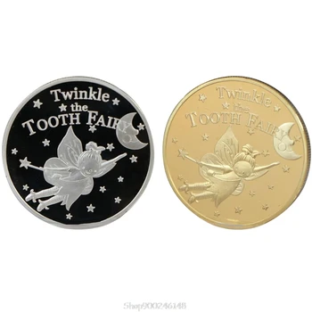 

Gold Silver Plated Twinkle Tooth Fairy Coin Collection Souvenir Challenge Children Baby Teeth Growth Gifts S28 20 Dropship