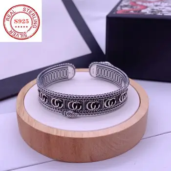 

100% -925 sterling silver bracelet, exquisite craftsmanship, classic retro snake bracelet original classic logo jewelry pres