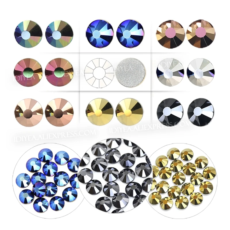 

Metallic colors ss3-ss30 Non Hot Fix Rhinestone flat back crystal strass nail diamond glitter glass stone for DIY fabric garment