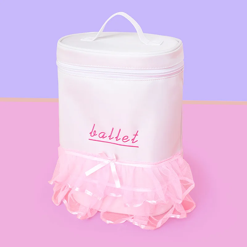 

Girls Sweet Lace Ballet Backpack Children Nylon Round Dance Bag