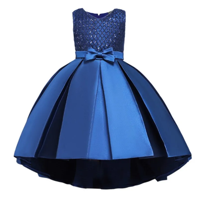 Formal-Evening-Wedding-Gown-Slik-Trailing-Tutu-Princess-Dress-Flower-Girls-Children-Clothing-Kids-Party-For