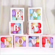 Буквы A-Z прозрачные подарочные коробки для детей на день рождения Детские вечерние подарочные коробки для душа для малышей