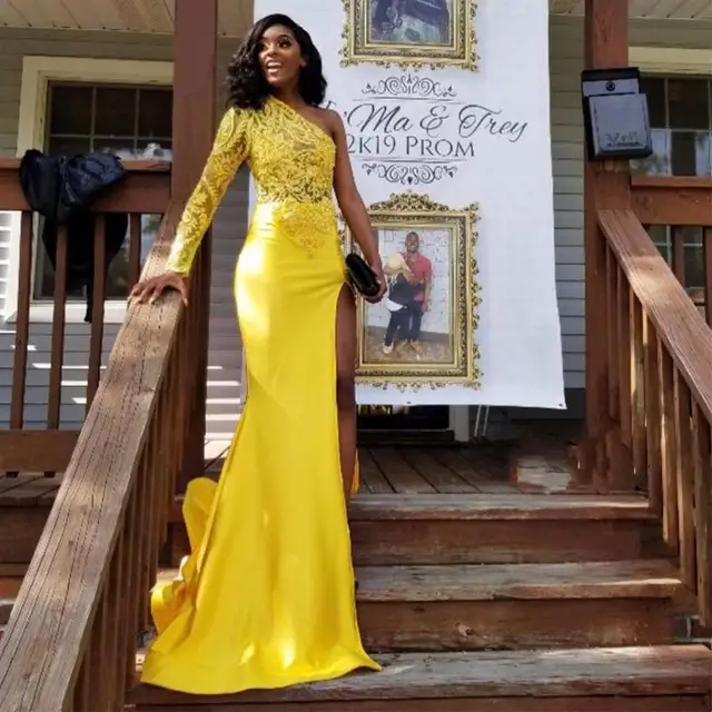 Yellow Mermaid Prom Dresses Black Girl 