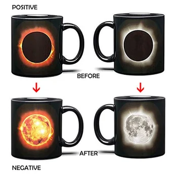 

New 1pcs Sun & Moon Coffee Mug Magic Solar Eclipse Lunar Eclipse Color Change Mug Ceramic Tea Milk Cup For Friend Creative Gifts