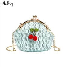 Aelicy, роскошная сумка на плечо для девушек, вишневая Соломенная женская сумка через плечо, Модные Ретро Тканые дорожные пляжные сумки для леди, bolsa feminina