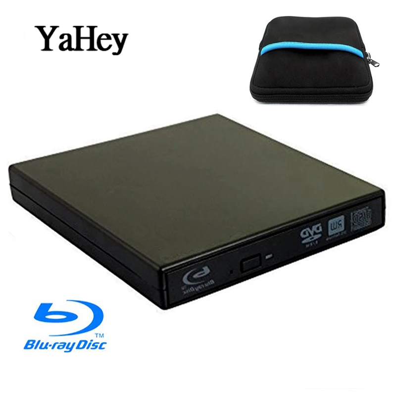 YAHEY Внешний Blu-ray Player с устройством USB 2,0 CD/DVD оптические дисководы/25 50 г BD-ROM RM RW записывающийся-для портативного компьютера ПК+ диск мешок