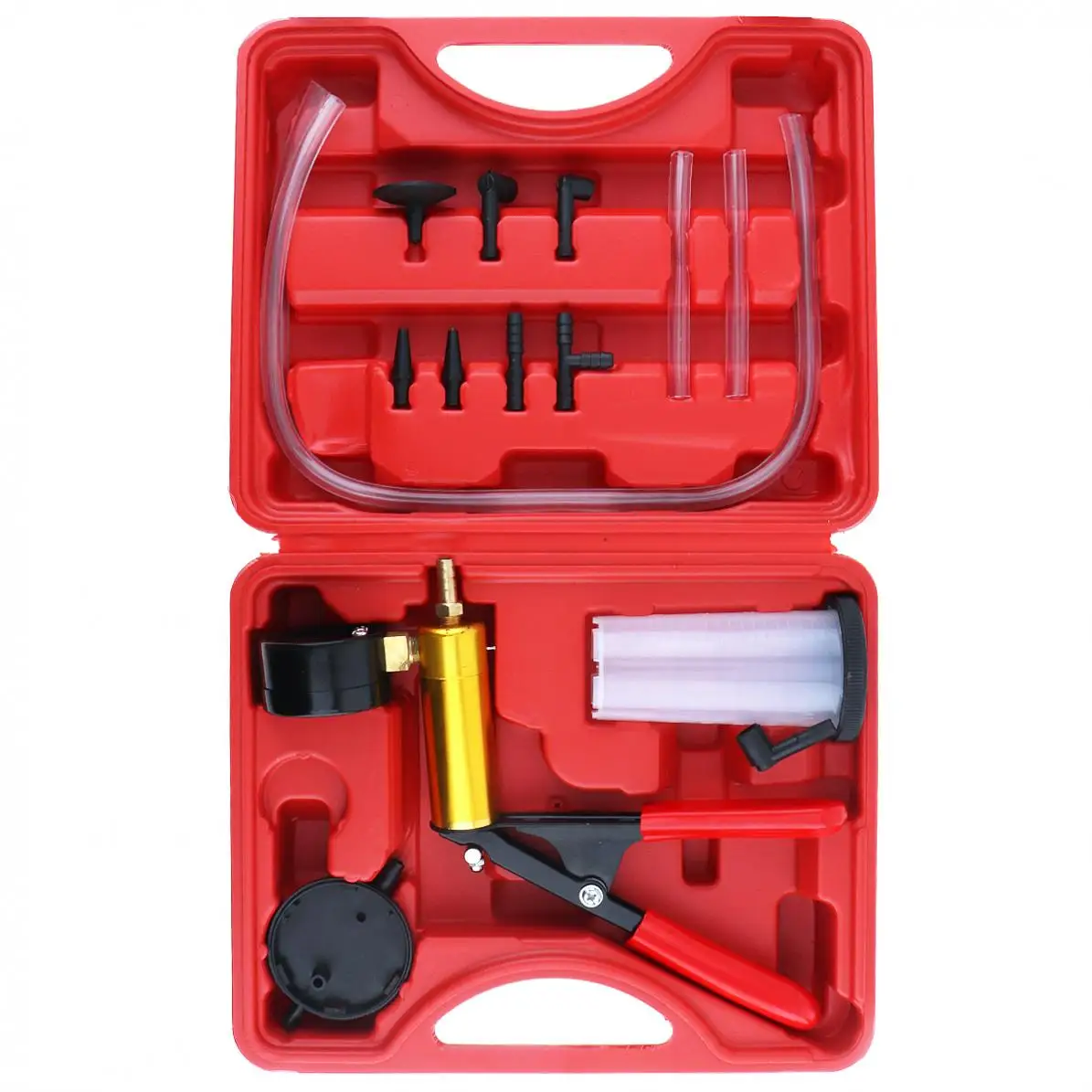 

Multifunction Car Auto Hand Held Vacuum Pistol Pump Brake Bleeder Adaptor Fluid Reservoir Tester Kit with Measuring Cup and Hose