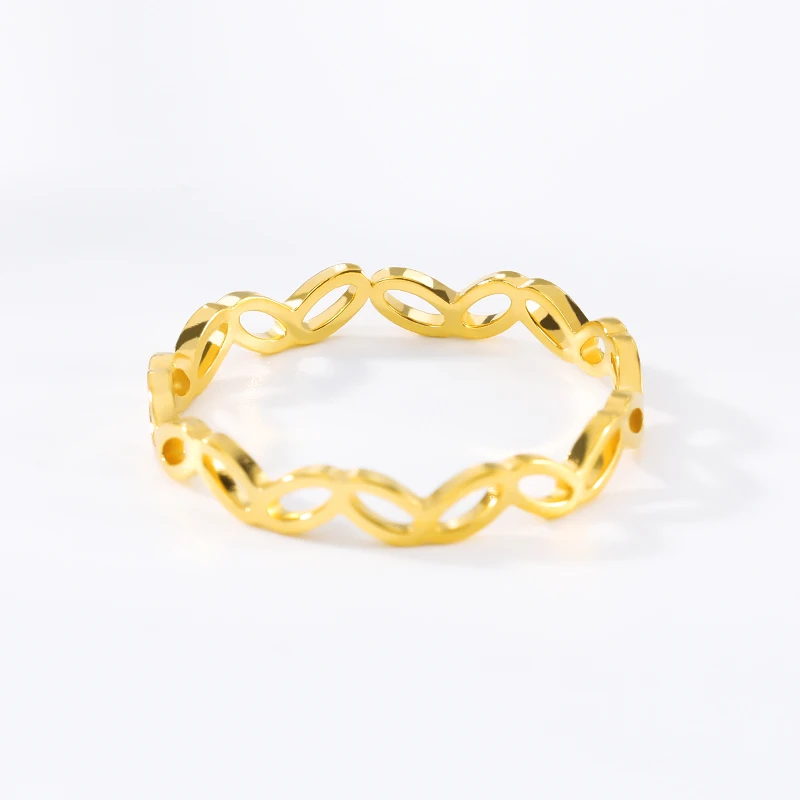 

Leaves Ring Round Gold Color Ring For Women Wedding Band Anniversary Customized Fine Jewelry Bijoux Femme Wave Ring