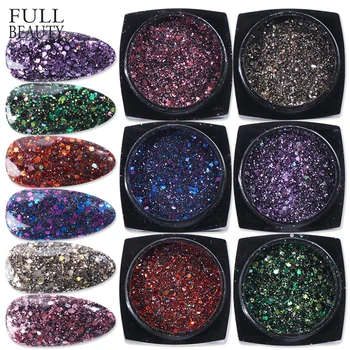 

6 Color Dazzling Hexagon Glitter Flakes for Nails Red Blue Mermaid Spangles Nail Sequin Paillette Manicure Decoration CH1539-01