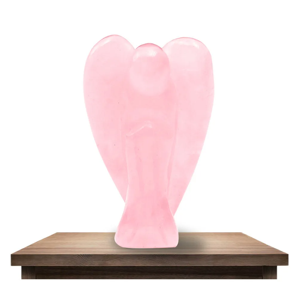 

1.5-Inch Pink Quartz Natural Jade Crystal Pocket Guardian Archangel Sculpture Handicrafts Ornaments