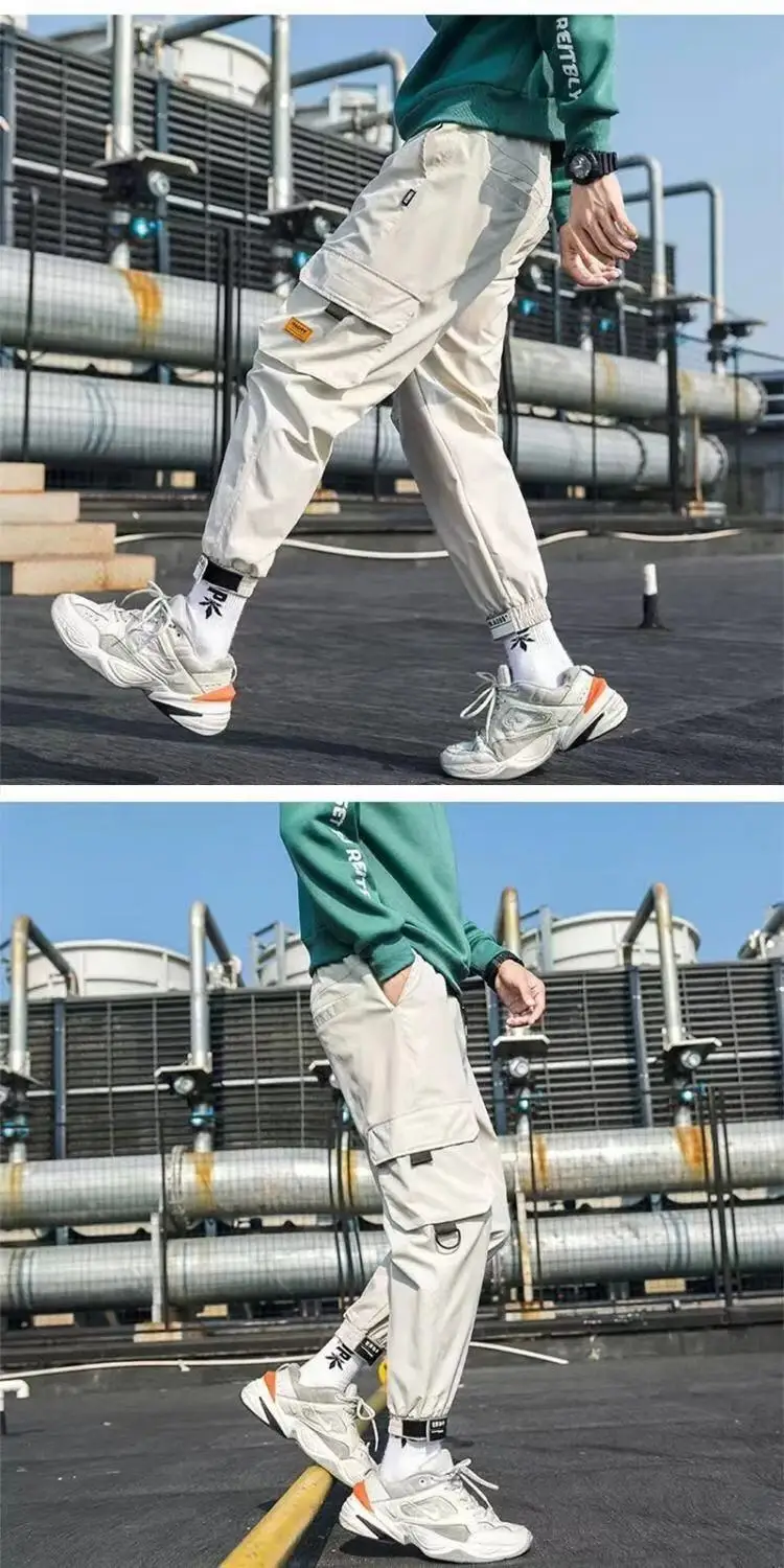 Мужская Уличная одежда в стиле хип-хоп, военные штаны, лоскутные, с карманами, с боковыми полосками, спортивные штаны, с манжетами, длина по щиколотку, брюки для мужчин