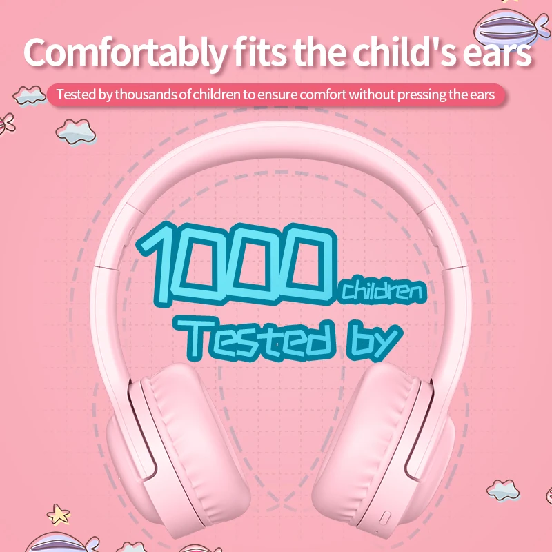 Birthday Present Candy Color Kids Wireless Earphones Stereo Noise Reduction Bluetooth Headset Protect Hearing For Study Game