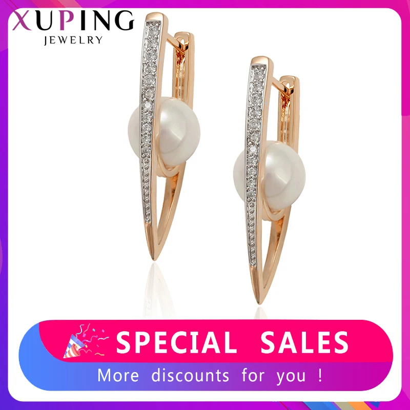 

11.11 Xuping New Hoop Earrings Imitation Pearl Personalized Fashion Jewelry Elegant Exquisite Party Gift for Women S188.2-99309
