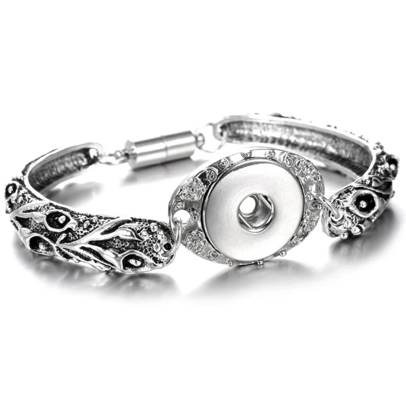 Snap Jewelry Bracelet Magnet Bohemian Watches Women Jewelry Colorful Pulseras New Vintage 18mm Metal Snap Button Bracelet - Окраска металла: 19