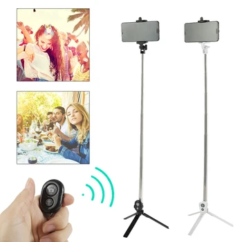 

3 IN 1 Selfie Stick Bluetooth Selfy Remote Stick Telescopic Monopod & Tripod Phone Stand Photo Stick for Ios/Android Smartphone