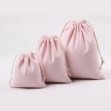 Original Canvas Cotton Drawstring Bag Coffee Gift Candy Packaging Bags Women Travel Pouch Storage High Quality Makeup Bag