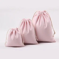 Original Canvas Cotton Drawstring Bag Coffee Gift Candy Packaging Bags Women Travel Pouch Storage High Quality Makeup Bag