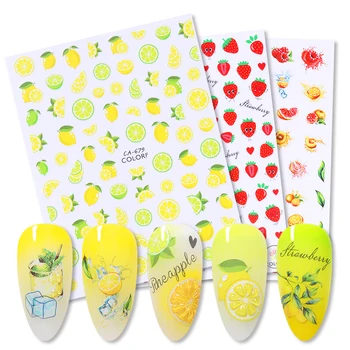 

1PC 3D Nail Sticker Summer Fruit Theme Nair Art Transfer Sticker Decals Lemon/Watermelon/Cherry DIY Nail Art Decorarion