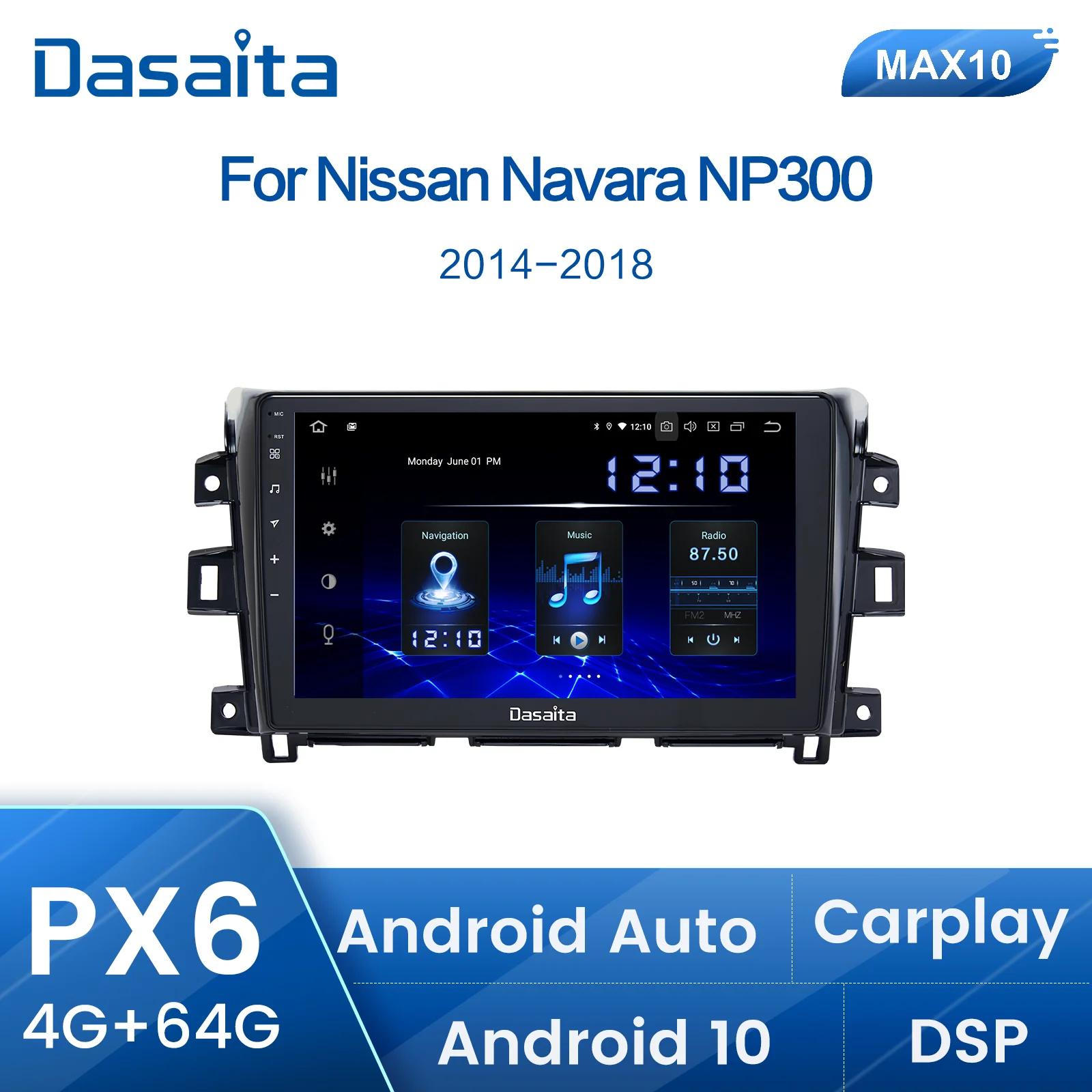 Автомобильный мультимедийный плеер Dasaita Android 10 0 для Nissan Navara Авторадио 2015 2016 2017