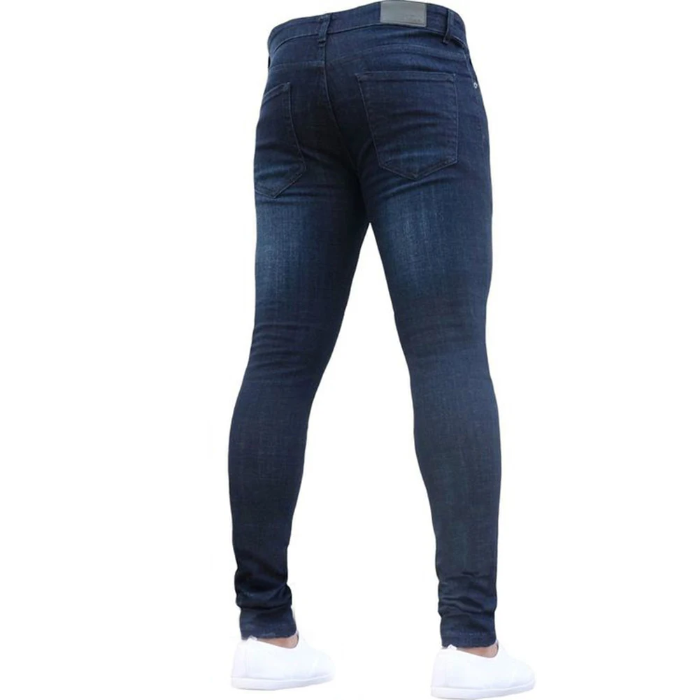 Hot Mens Skinny Jeans 2019 Super Skinny Jeans Men Non Ripped Stretch Denim Pants Elastic Waist Big Size European Long Trousers