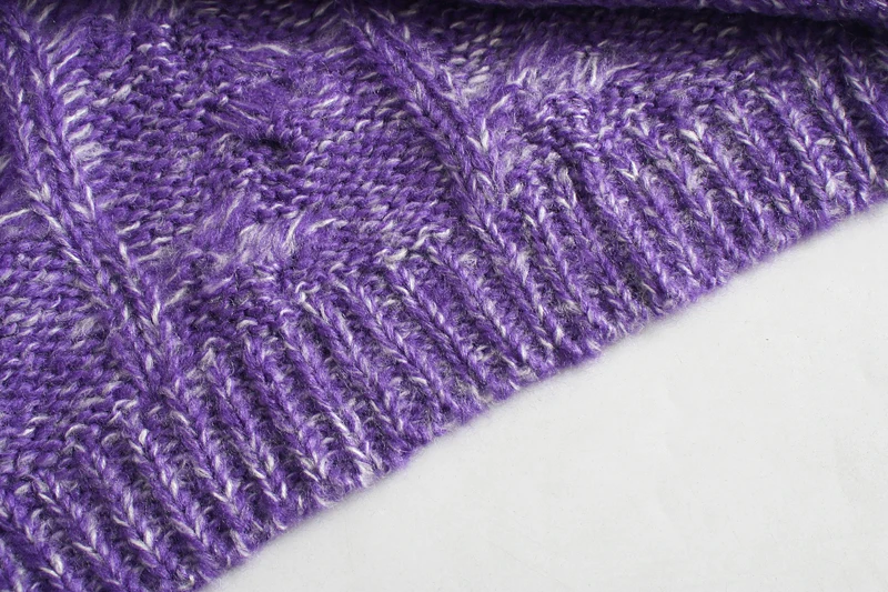 Звездный Светлячок дикий круглый вырез с длинными рукавами фиолетовый Трикотаж Женский Повседневный свободный большой размер восемь вязаный свитер женский