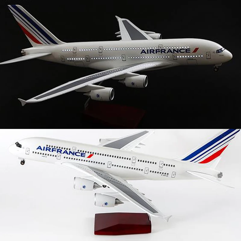 

1/160 Scale 50cm Air France Airline Model Airplane Airbus A380 Aircraft Model Resin Plane WIth Light and Wheels For Collection