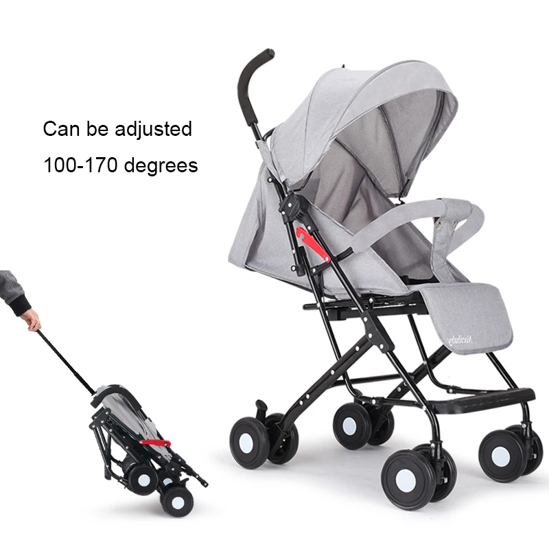 Детская коляска, может лежать, ультра светильник, портативный складной детский зонт, четыре колеса, детская карманная тележка