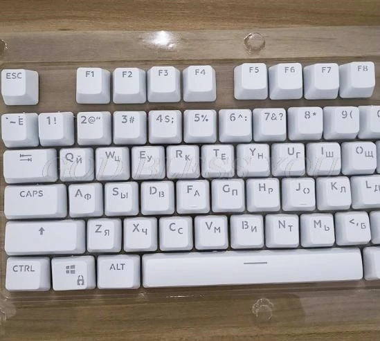 Белый 104 колпачки для русской полупрозрачной подсветки для клавиатуры Cherry MX - Цвет: Белый