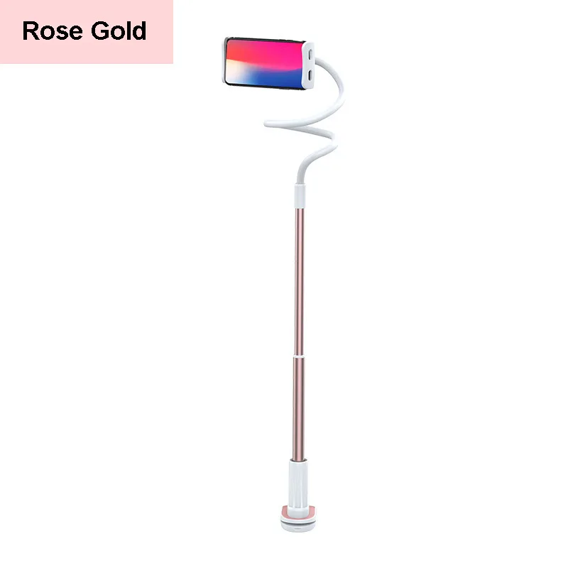 Регулируемый телефона держатель для мобильного телефона Подставка для кровати/кронштейн для 4-11 дюймов держатель для планшета, телефона планшет с зажимом для ipad mini air pro sumsung - Цвет: Rose Gold Holder