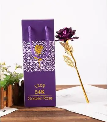 with Carrying case 24K Gold Фольга розы ко Дню Святого Валентина креативный подарок Свадебная вечеринка Декор цветы искусственные цветы для украшения Прямая поставка - Цвет: with Carrying case